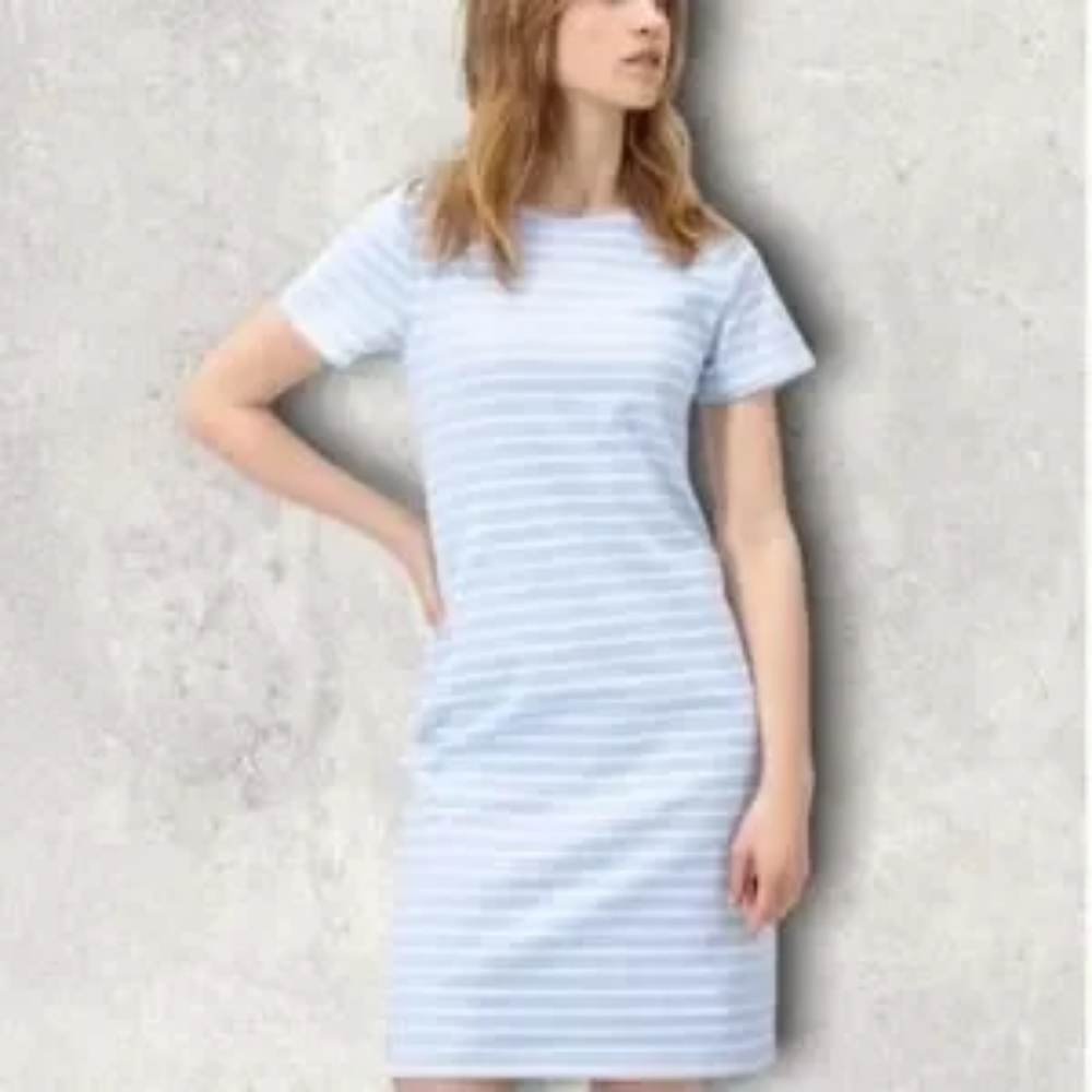 Sail to Sable blue white stripe shift dress medium
